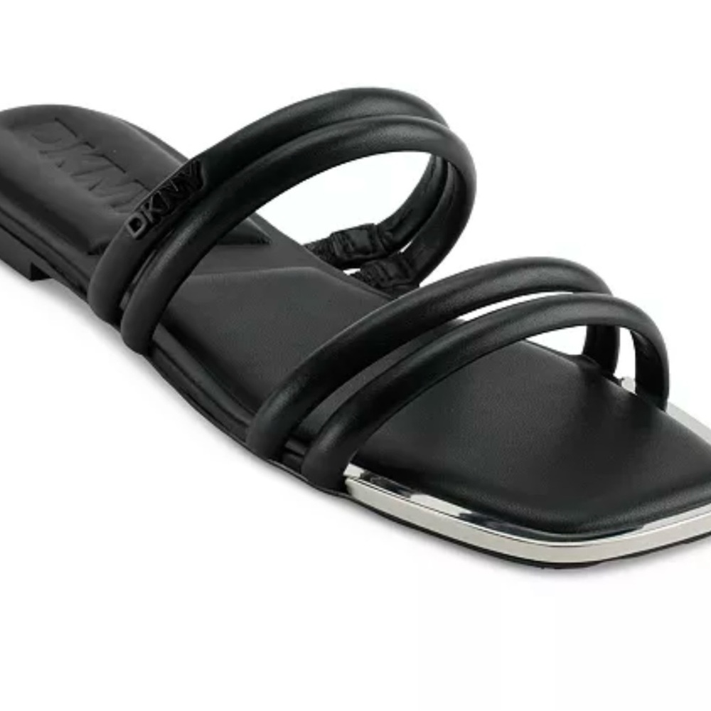 DKNY Black Sandals with Silver Accents